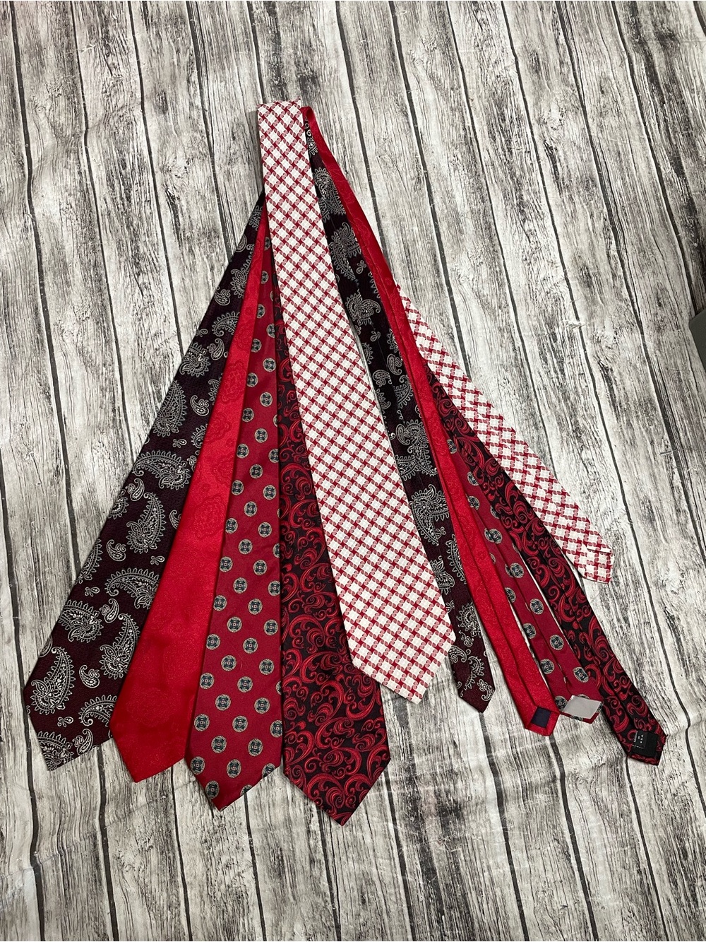 Lot of 5 Red Themed Ties Various Brands Great Condition Tote Purse Vintage